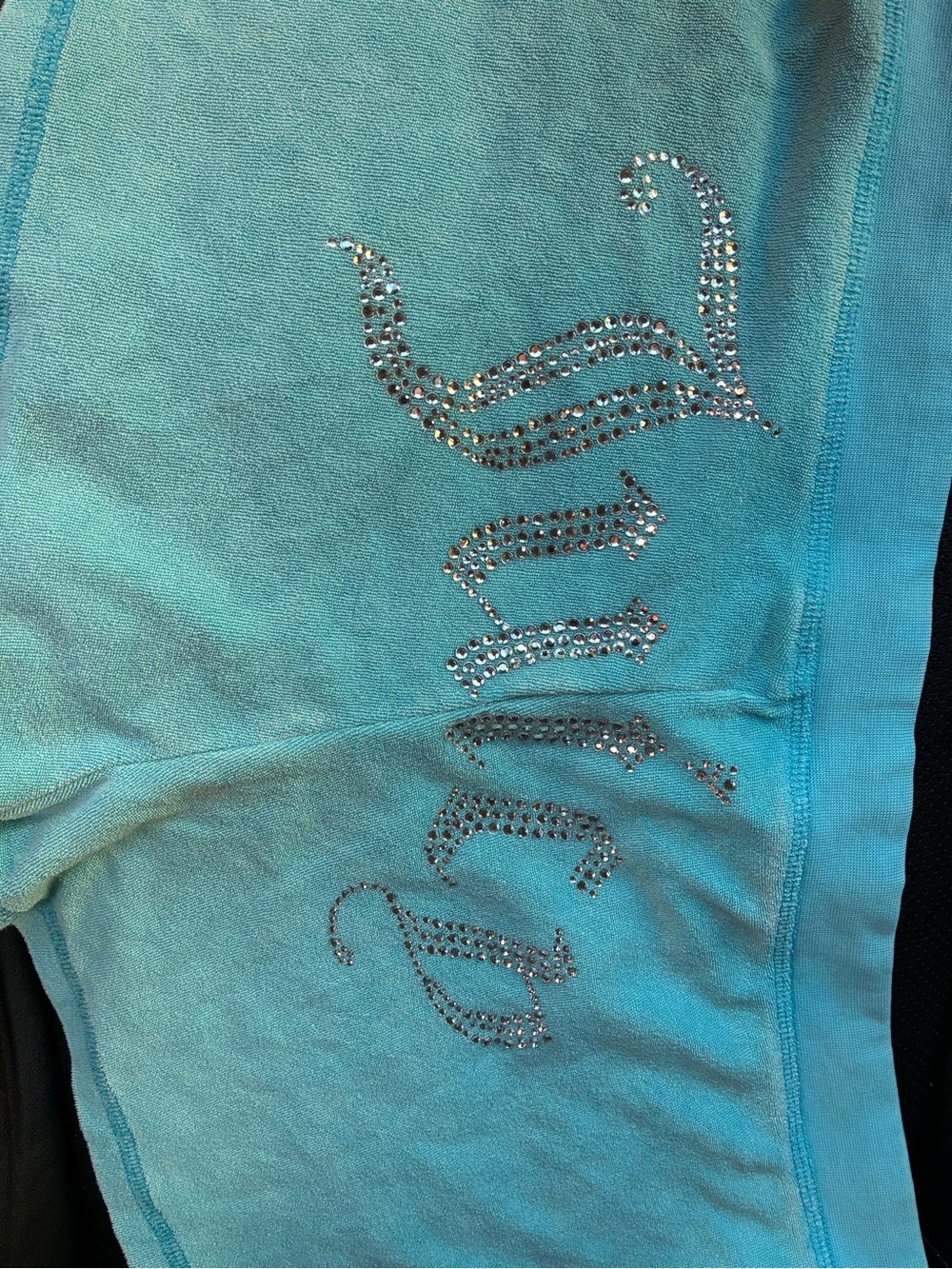 Juicy Couture Turquoise Rhinestone Logo Shorts